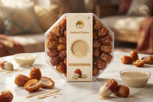 Sukkari Dates with Tahina Sauce – 450g | Premium Saudi Dates & Sesame Dip
